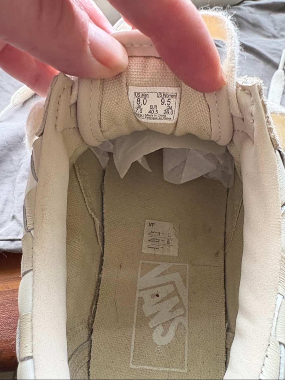 Vans Old Skool Platform Woven Leather sneakers in the Blanc De Blanc colorway. - Picture 4 of 5